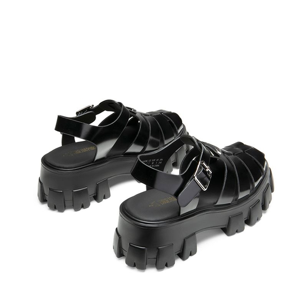 Lug Sole Platform Sandals - BLACK-PAT - 4